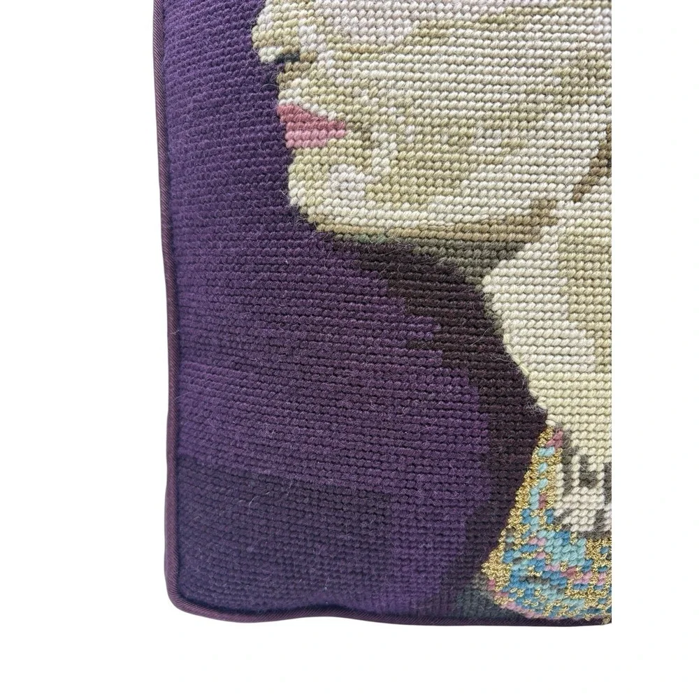 Vintage Nefertiti Eyptian Needlepoint Pillow